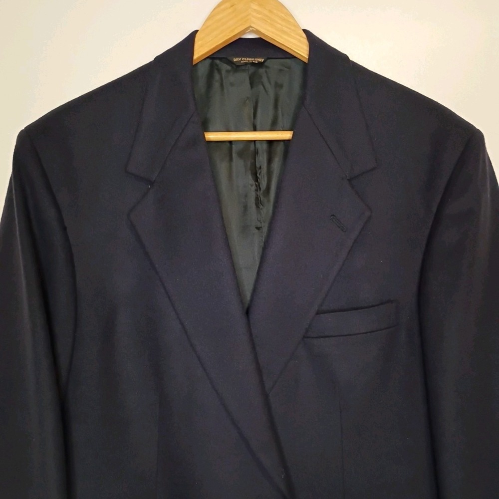 Gus Mayer Blazer Mens 44R Navy Blue Quiet Luxury 100% Pure Cashmere Made in USA